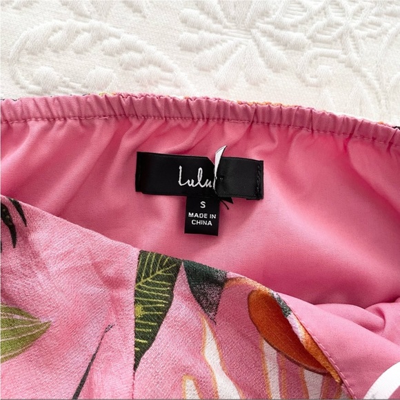 NWOT Lulus Exotic Escape Pink Tropical Print Sleeveless Tie-Back Mini Dress - Picture 3 of 12